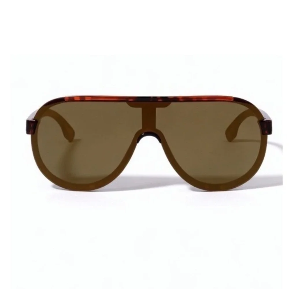 Women Shield Sunglasses Tortoise Brown Mirror Lens Retro Luxury UV400 Driving‎